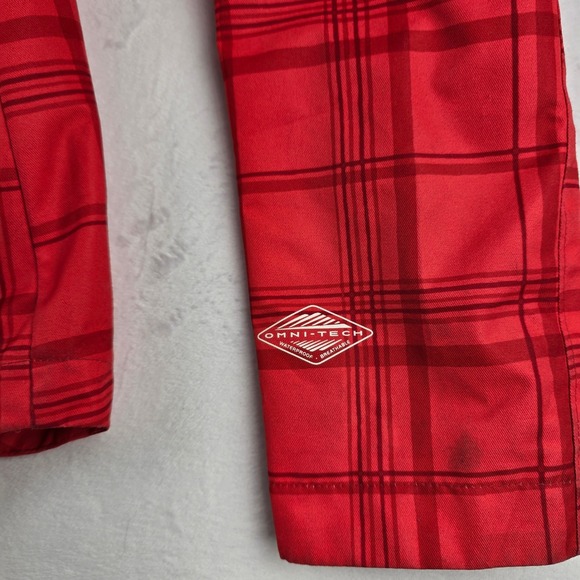 Columbia Womens Jacket L Interchange Omni Tech Red Plaid Waterproof Coat - Picture 2 of 10